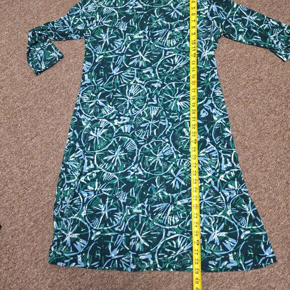 Iolani Palm Print Midi Dress Stretch Long Sleeve Multicolor Women's Size Large - Picture 8 of 10